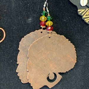 Hand-made earrings made from natural materials.